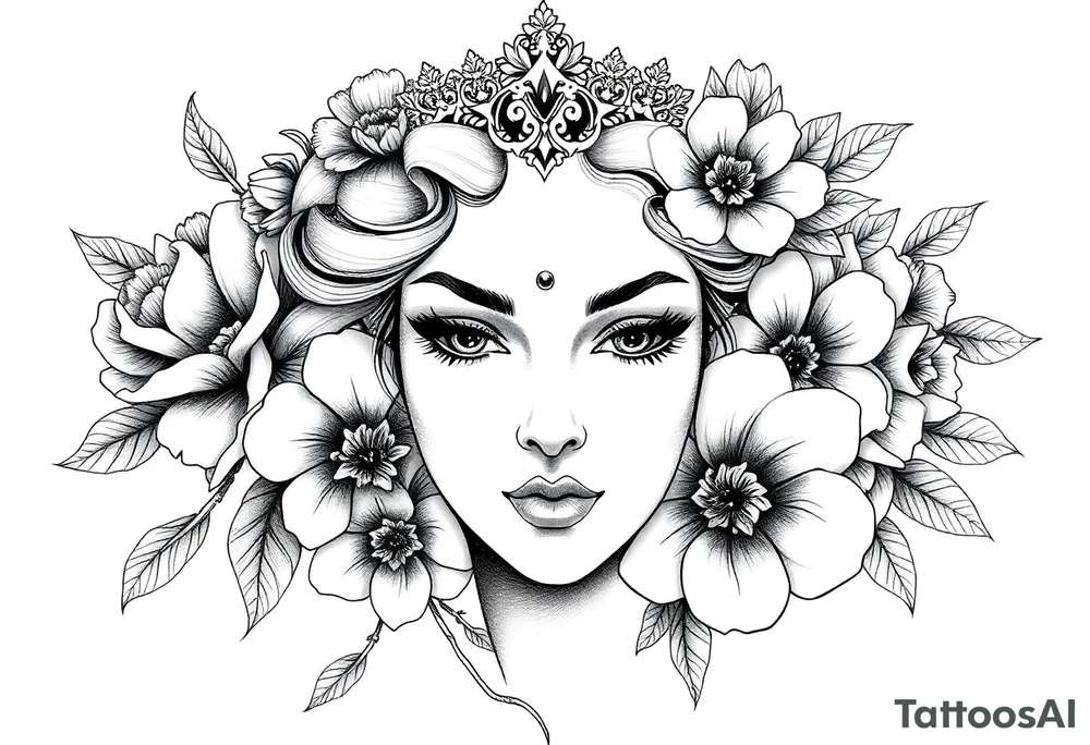 Strong, queen, warrior, survivor, flowers tattoo idea