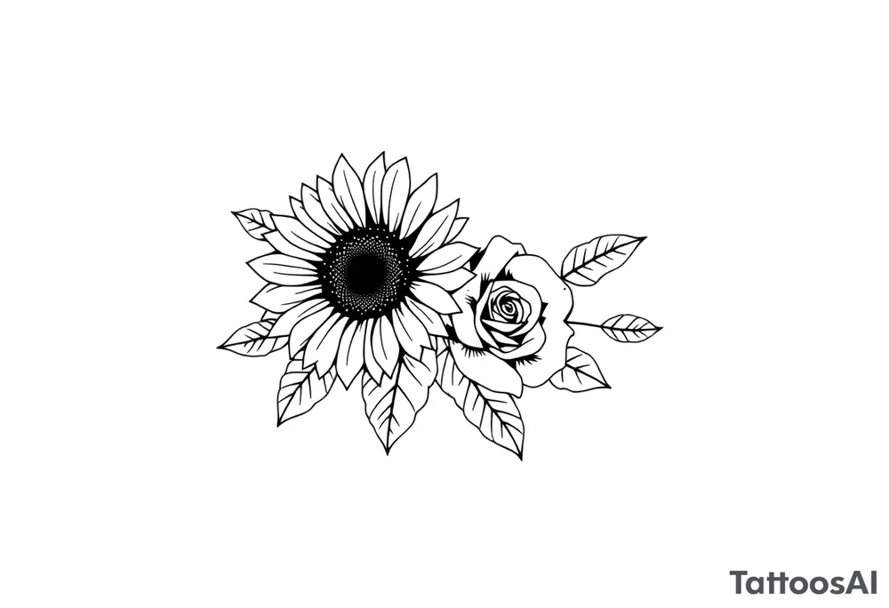 sunflower and roses  floral sleeve tattoo tattoo idea