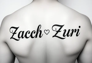 combination of 2 names, zach/zachary and zuri, also add hearts or something to symbolize a deep bond and relationship tattoo idea