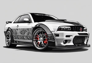 cars, huskie, money, rich arm sleeve tattoo idea