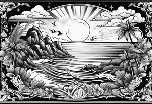 Heavenly Beach Coastal View tattoo idea