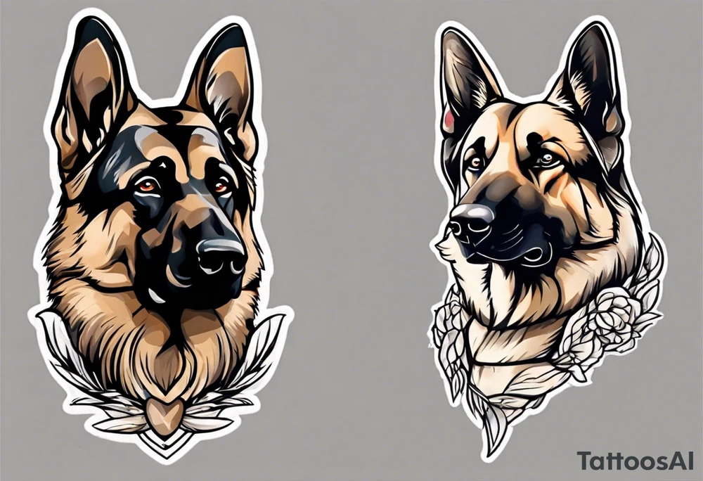 German Shepherd portrait tattoo idea