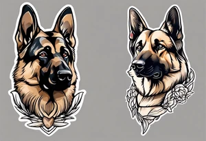 German Shepherd portrait tattoo idea