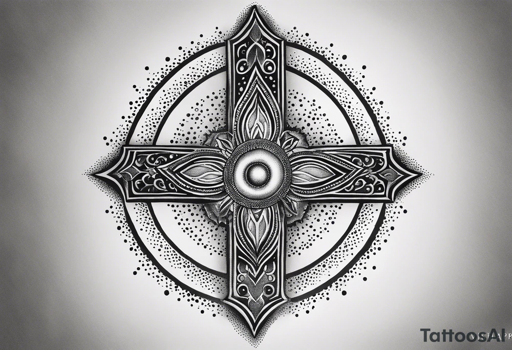 strength, small, sun cross ,  elegant, 
 vishap tattoo idea