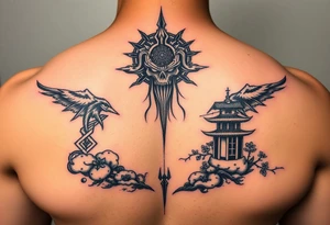 dark soul battlefield+spirit+japan historical+more detailed tattoo idea