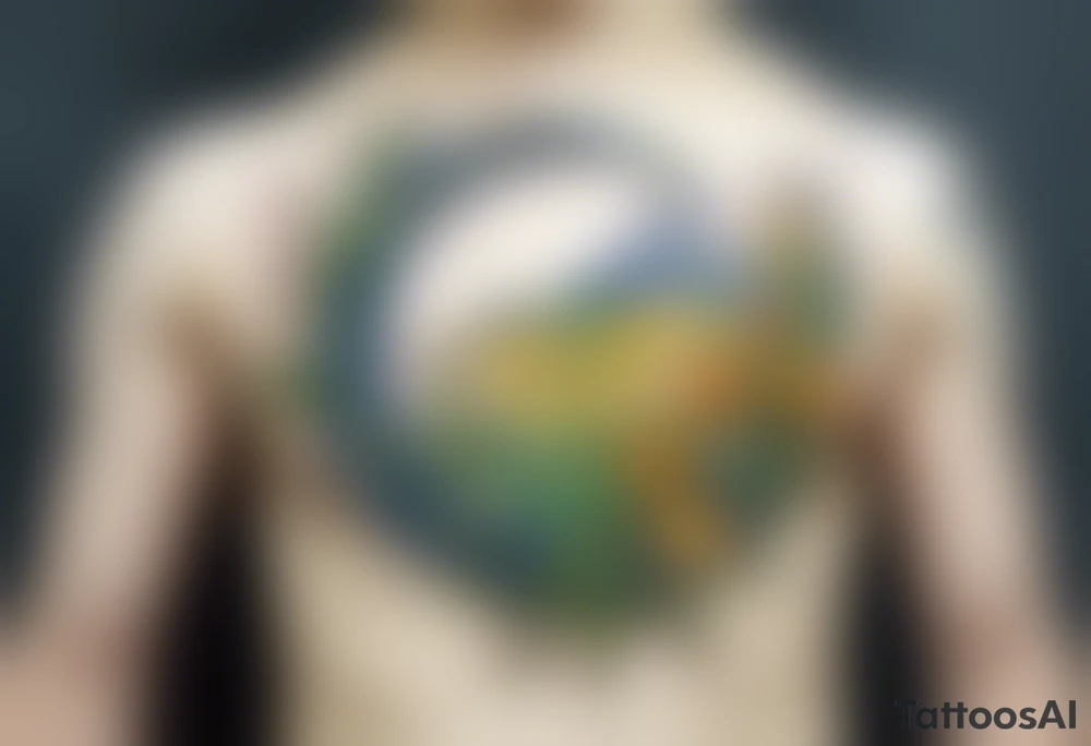 Create a small, colorful Vincent van Gogh Irises tattoo in the form of a crescent, with vines gracefully intertwining at a central point in the middle of the wreath. The intended placement is on the upper chest. The middle needs mountains. The overall design should be small in size while maintaining a delicate and artistic aesthetic. Pay attention to the graceful flow of the vines and the placement of the irises to achieve a refined and elegant look. tattoo idea