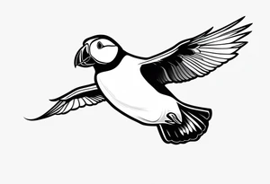 a flying puffin without background (only black and white)
 - forarm Tattoo tattoo idea