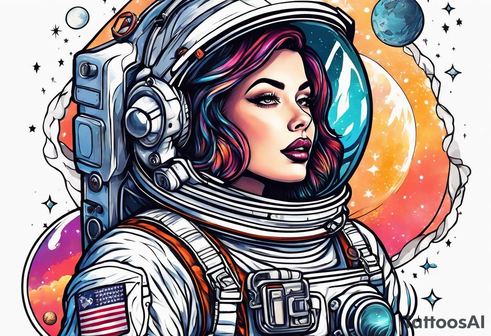 Astronaut pinup girl tattoo idea