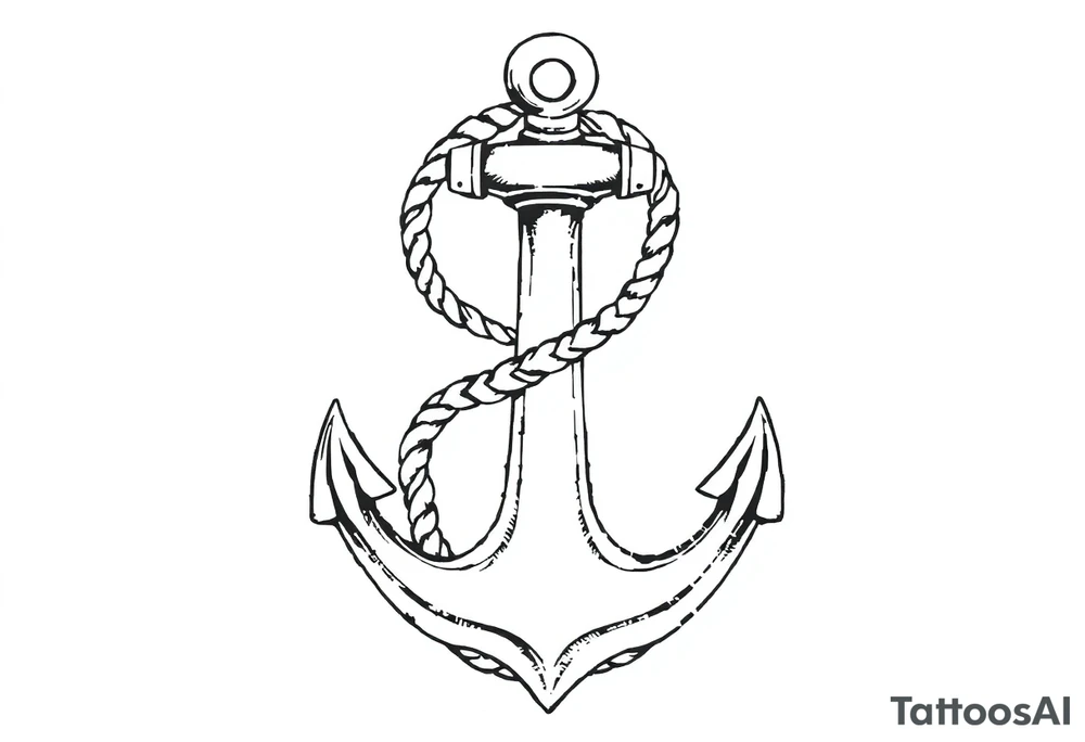 weathered anchor wrapped in nautical rope with sea waves tattoo idea