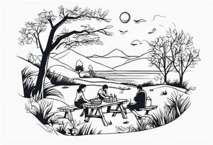 picnic scene in nature tattoo idea