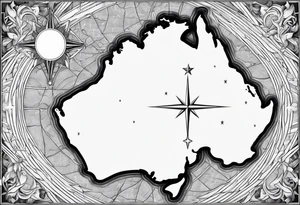New Zealand map outline behind it and southern cross tattoo idea
