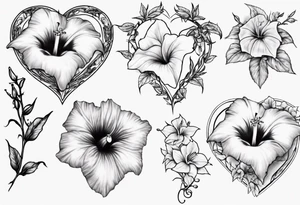 Morning glory and larkspur outlining a heart tattoo idea