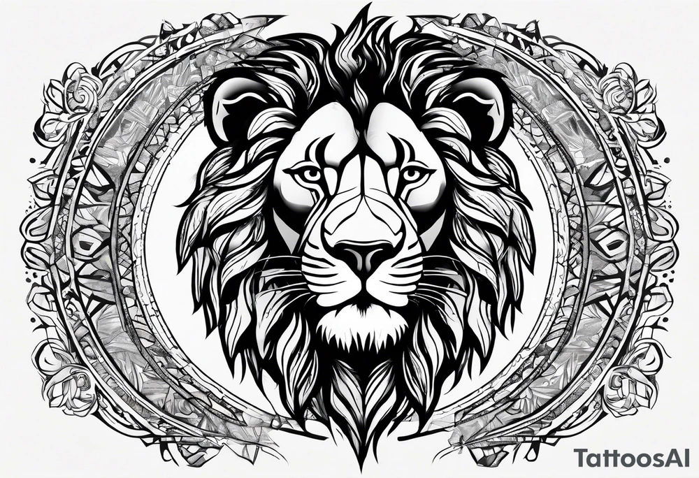 Africa continent shape with a detailed roaring lion face filling the inside tattoo idea