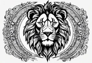 Africa continent shape with a detailed roaring lion face filling the inside tattoo idea
