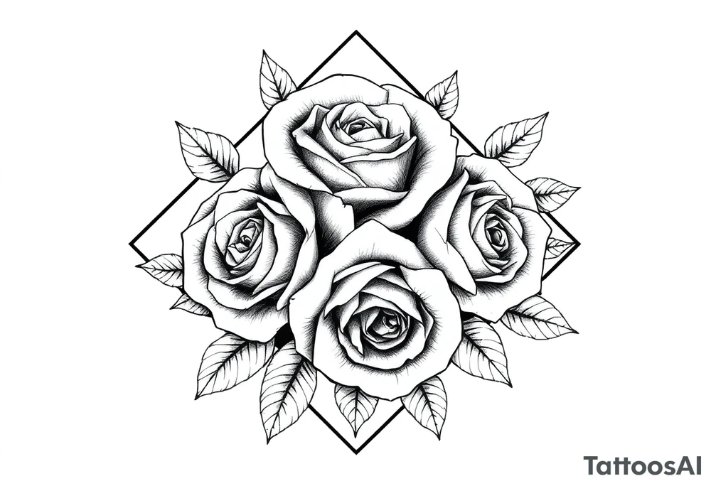 Roses inside of a diamond shape tattoo idea