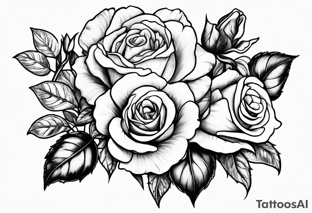 roses and violets with greenery tattoo idea