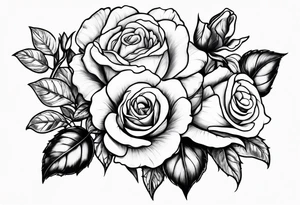 roses and violets with greenery tattoo idea