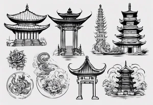 oriental landmark tattoo idea