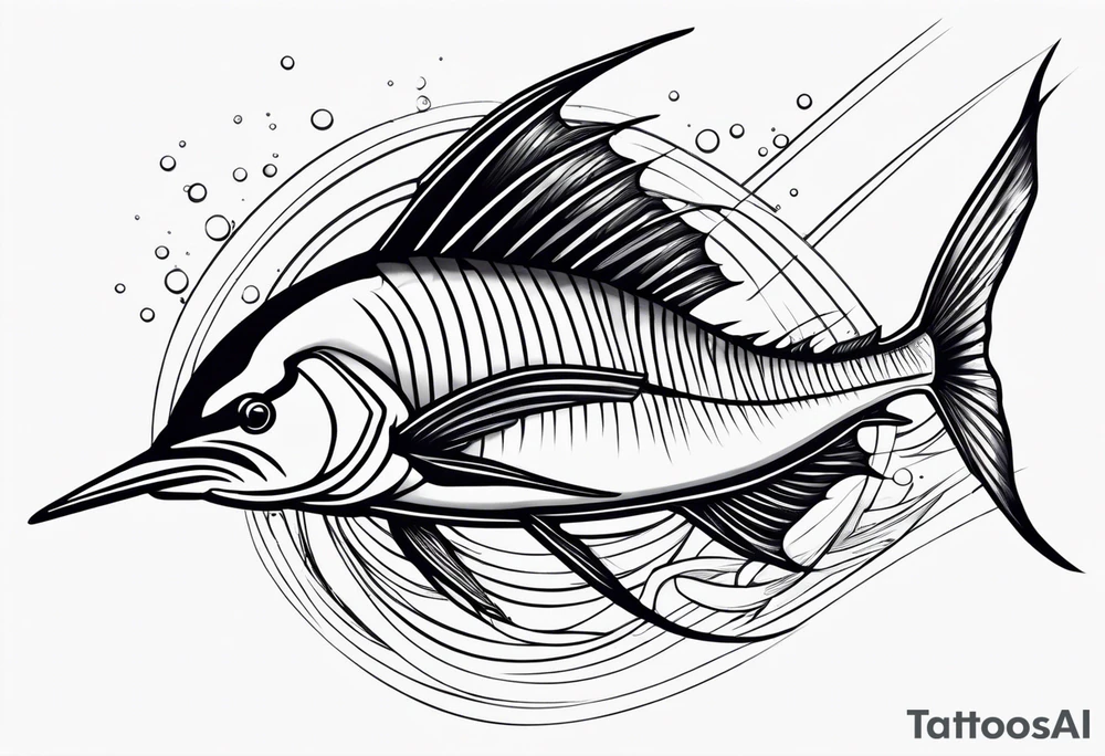 Sailfish, jumping out of the water on shoulder tattoo idea