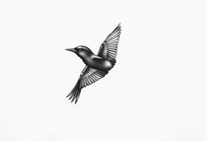 Male European Blackbird flying side profile tattoo idea tattoo idea