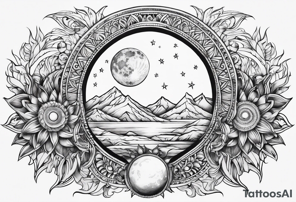 Moon and sun tattoo idea