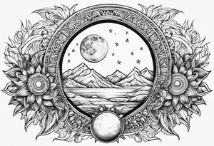 Moon and sun tattoo idea