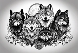 Wolf family of 5 tattoo idea