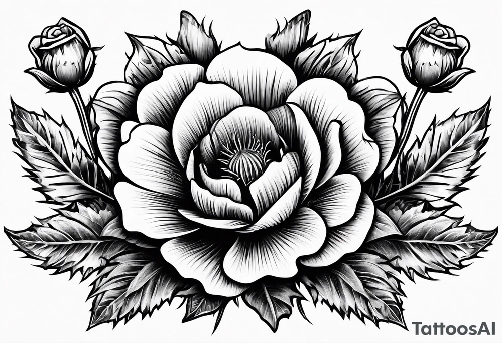 Scottish thistle, 4 leaf clover, english rose tattoo idea