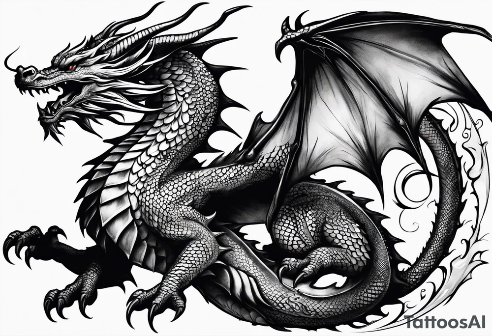Flying dragon tattoo idea