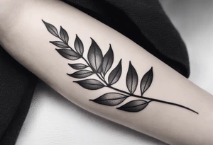 Create a delicate tattoo with beautiful flowing and delicate leaves in fineline minimalistic style tattoo idea