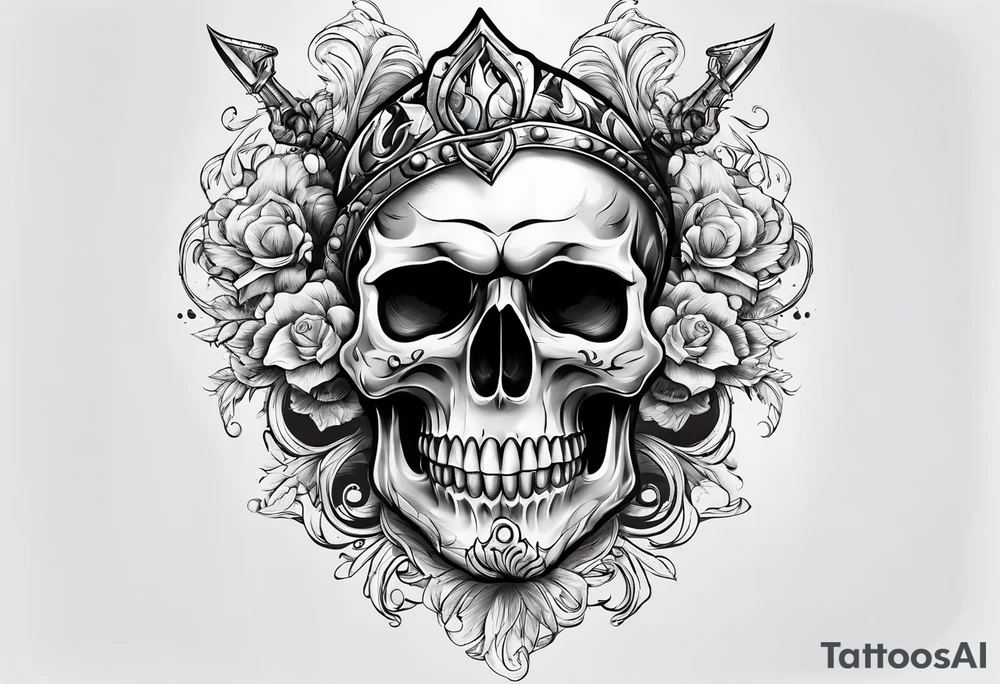 Skull with fire and ice tattoo idea