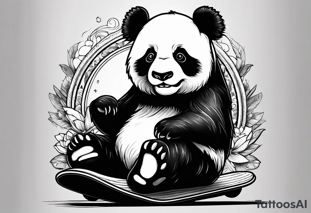 panda on a skatebord tattoo idea