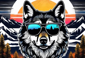 Badass wolf wearing sunglasses
Dark woods
Mountains
Sunset tattoo idea