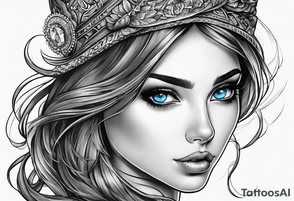 A girl with blue eyes tattoo idea