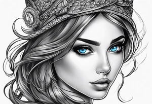 A girl with blue eyes tattoo idea