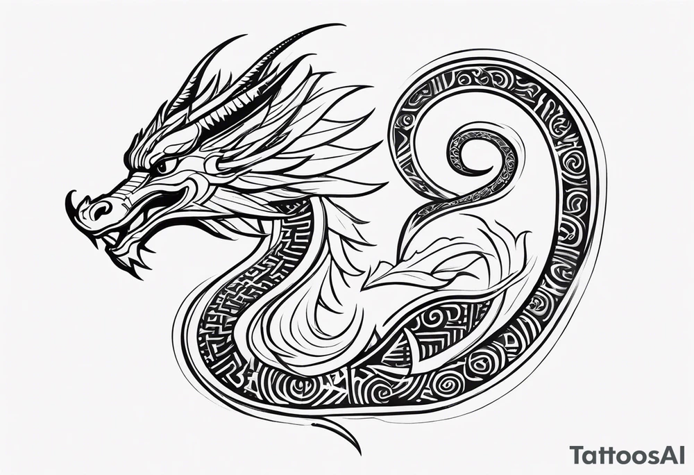 dragon with hieroglyphics tattoo idea