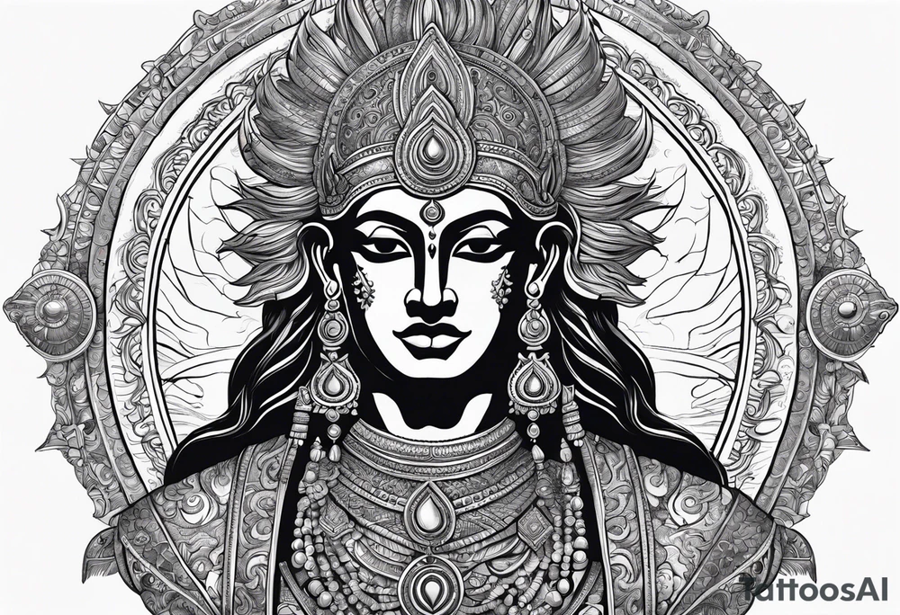 Karna Mahabharata with Sun symbol tattoo idea
