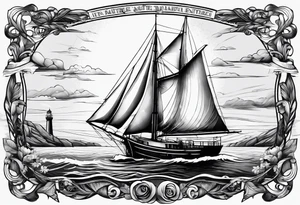 phare maritime dans un bateau entouré de voiles. tattoo idea