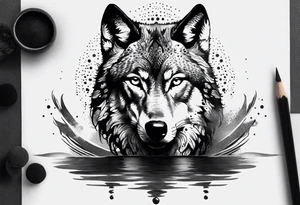 the warrior looks into the water and there is the reflection of a wolf tattoo idea