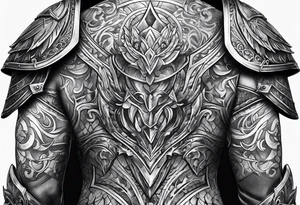 Right Upper arm, pectoral and back armor tattoo idea