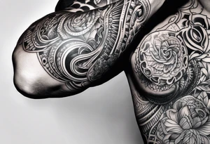 arm sleeve, excruciating pain, surgery holes on elbow tattoo idea