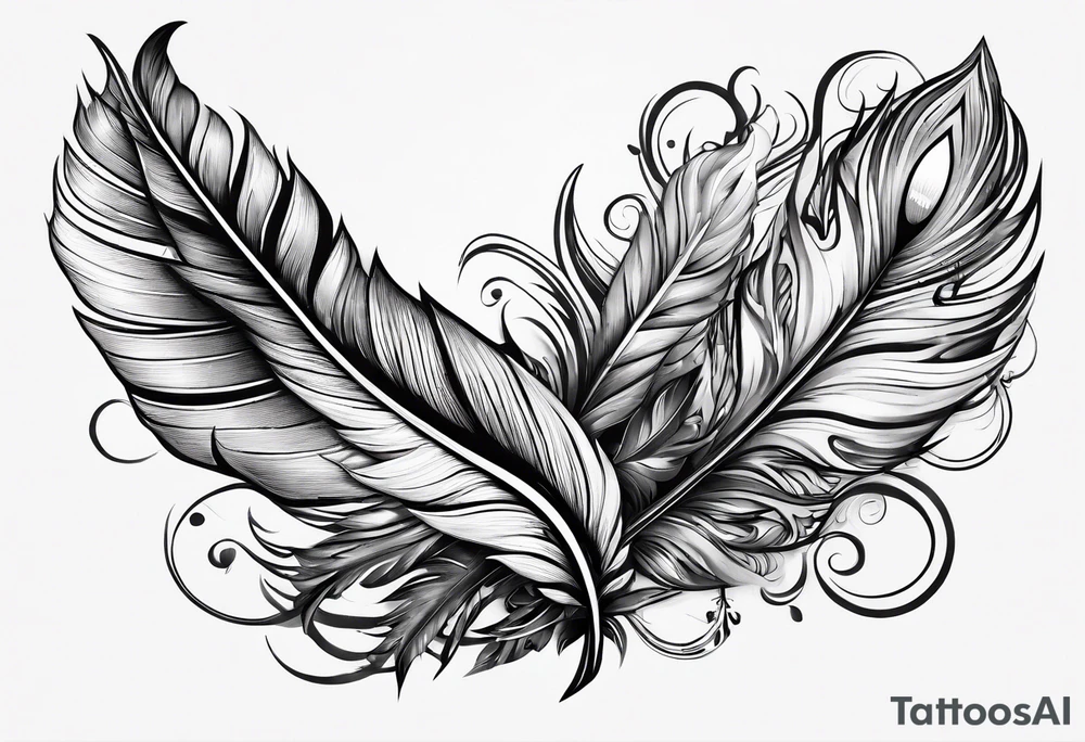Folded feather tattoo idea