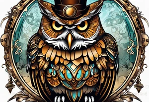 Owl in a steampunk style tattoo idea