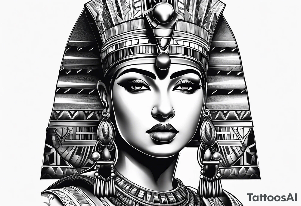 Cleopatra's face semi realism tattoo idea