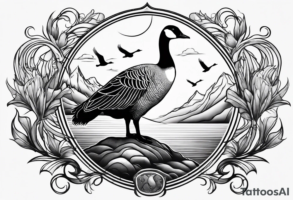 canadian goose mystical Background tattoo idea