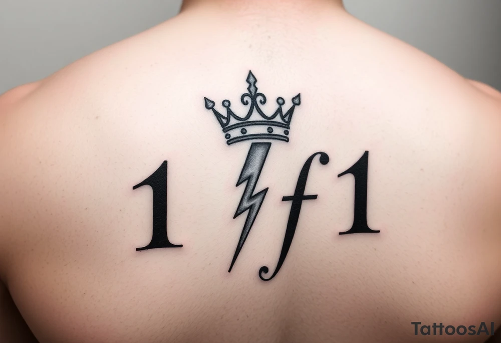 Back forearm I want it to say 1of1 with a crown above “of” with lightning shadow tattoo idea