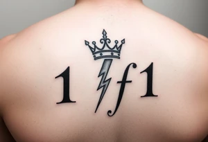 Back forearm I want it to say 1of1 with a crown above “of” with lightning shadow tattoo idea