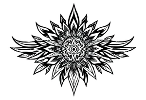 spiritual bold line feather indian mandala shaman tattoo idea
