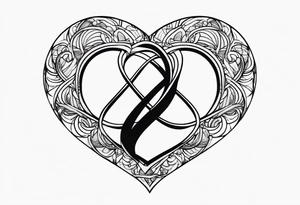 Infinity symbol, unconditional love symbol and heart as one image tattoo idea