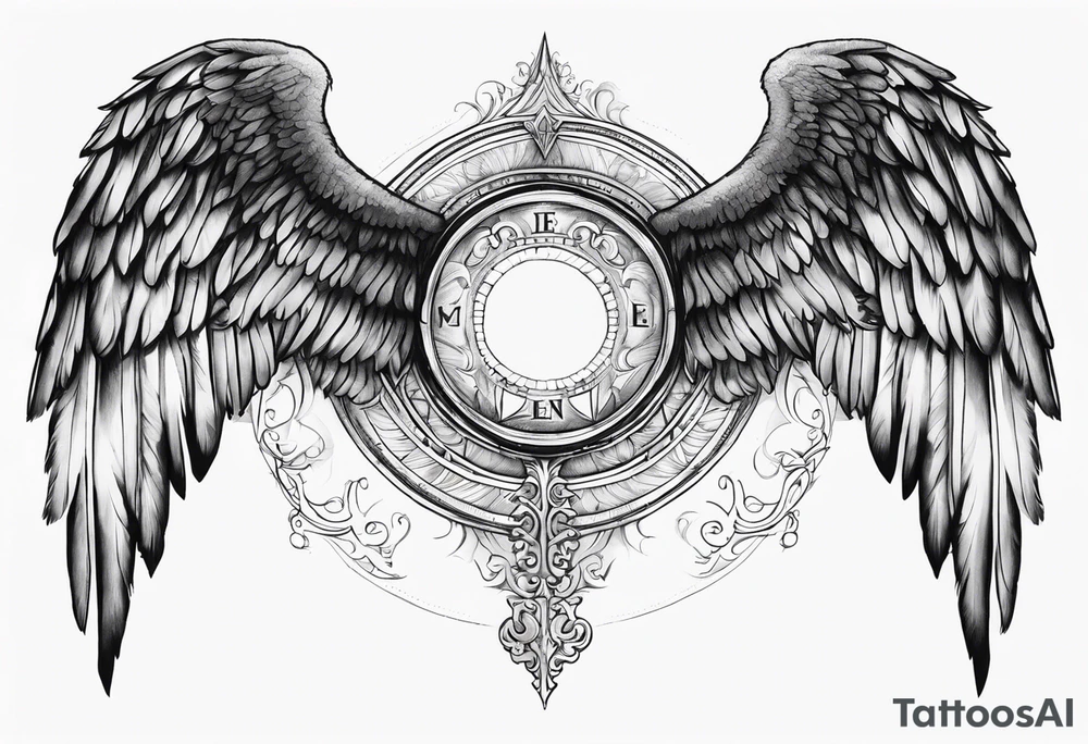 Angel Wings with the word Glenn in the middle tattoo idea